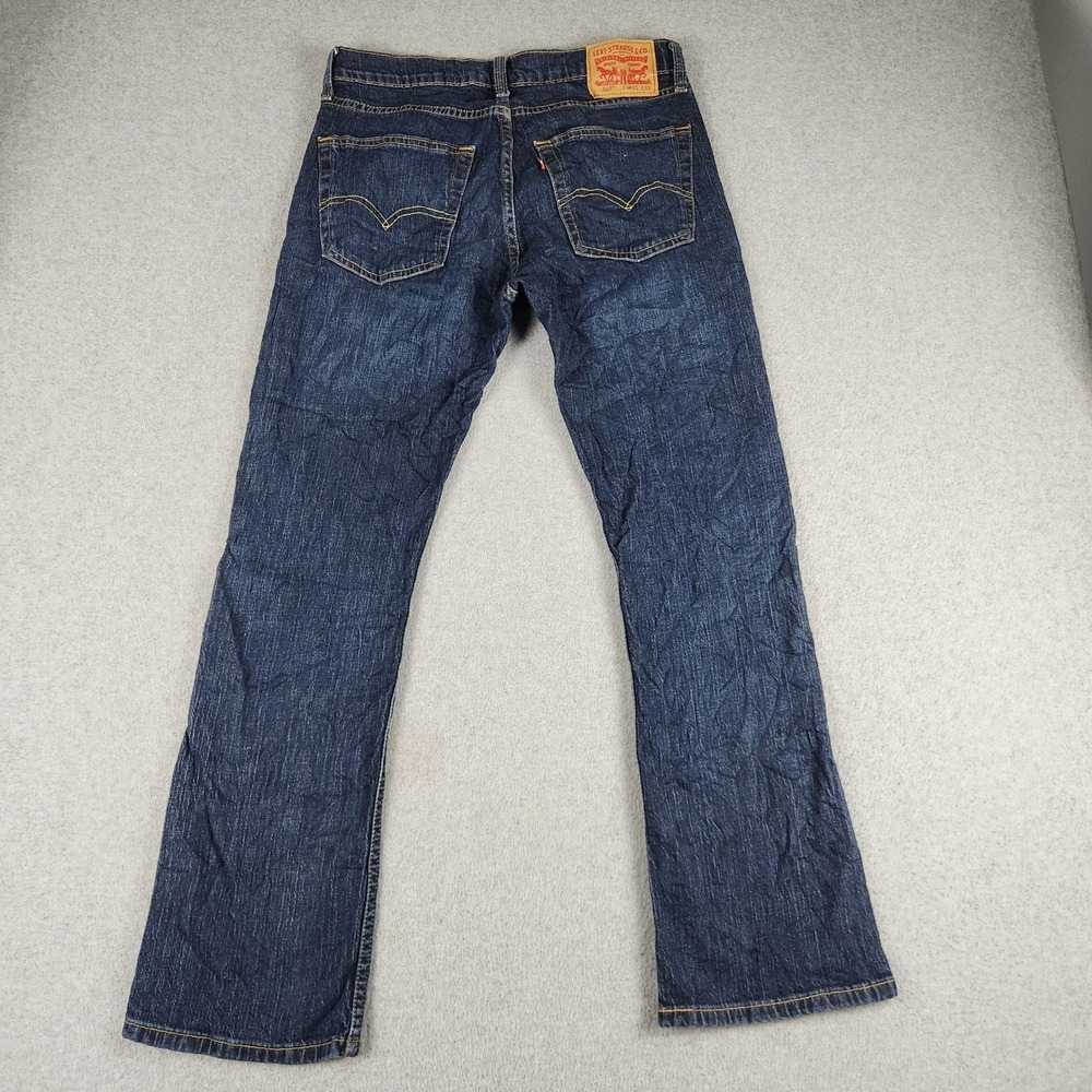Levi's 527 Slim Bootcut Jeans Mens 31x32 Dark Blue Denim Whiskered Streetwear